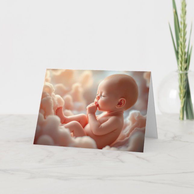 Ungeborenes Baby in rosa Wolken Karte (Vorderseite)