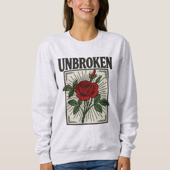 Ungebrochene Rose Stickereikunst Sweatshirt (Vorderseite)