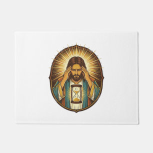 Ungeduldiger Jesus Ladeuhr Langsames Internet Te Fußmatte