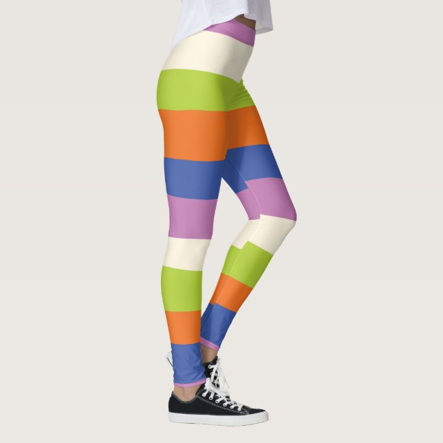 Ungefärbte Streifen: Blau, orange, Lila, grün und Leggings (Rechts)