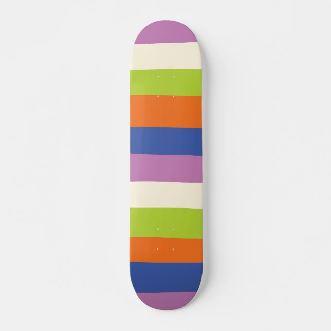 Ungefärbte Streifen: Blau, orange, Lila, grün und Skateboard (Vorne)