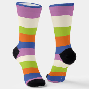Ungefärbte Streifen: Blau, orange, Lila, grün und Socken