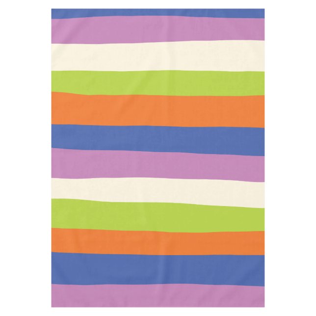 Ungefärbte Streifen: Blau, orange, Lila, grün und Tischdecke (Vorderseite)