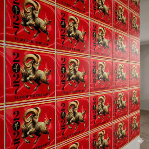 Ungeheuer rotes Gold Chinesisches Jahr des Feuerzi Fliese