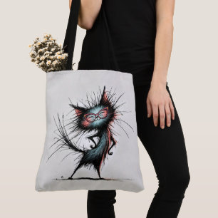 Ungepflegte freche Katze mit roter Brille Tasche