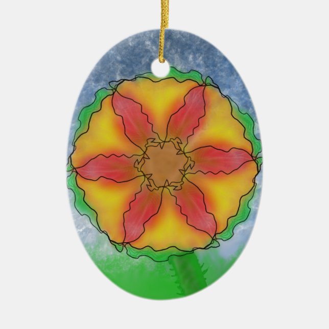 Ungerade Blume Keramik Ornament (Vorne)