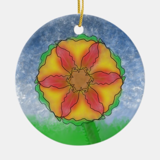 Ungerade Blume Keramik Ornament (Vorne)