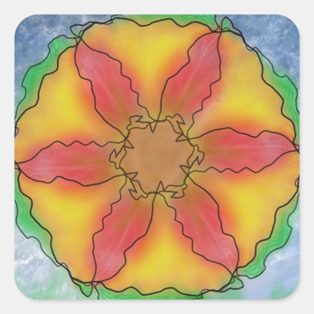 Ungerade Blume Quadratischer Aufkleber (Vorderseite)