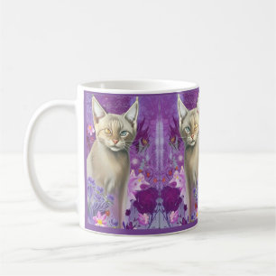 Ungerade Mit Augen siamesische Kätzin rosa Kaffeetasse