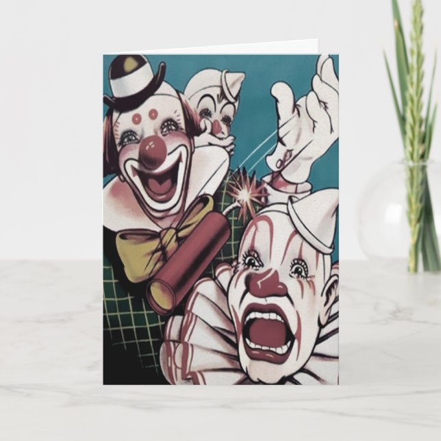 Ungerade Vintage Clownerkarte Feiertagskarte (Vorderseite)