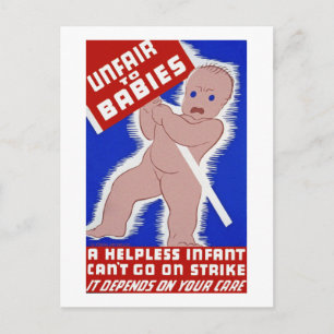 Ungerecht gegenüber Babys Postkarte