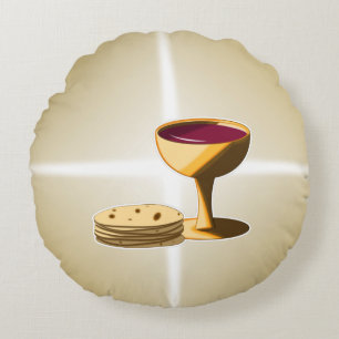 Ungesäuertes Brot und Wein Das letzte Abendessen O Rundes Kissen