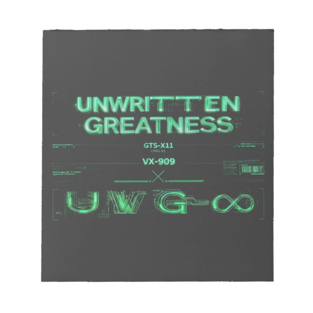 "Ungeschriebene Größe" Cyberpunk Notizblock (Vorderseite)