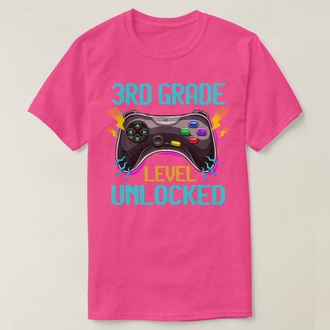 Ungesperrtes Videospiel der dritten Stufe zurück z T-Shirt (Design vorne)