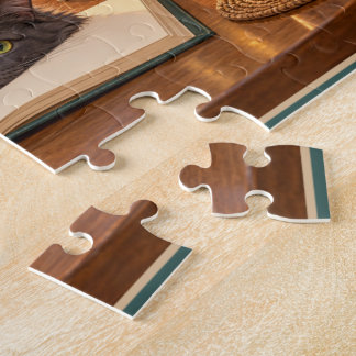 Ungestaltetes Buchclub-Lesekatzen-Puzzle