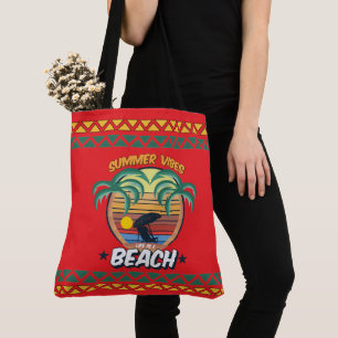Ungestörte Meeresnähe im roten Hintergrund Tasche