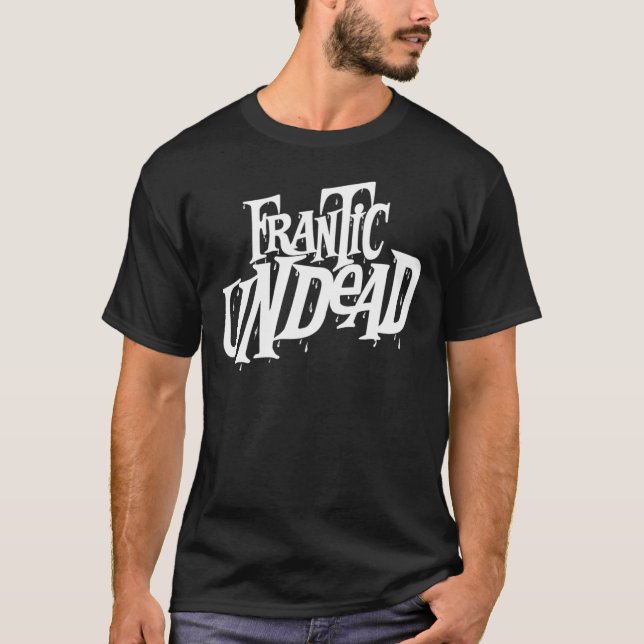 "Ungestümer untoter" weißer Logo-Schwarz-T - Shirt (Vorderseite)