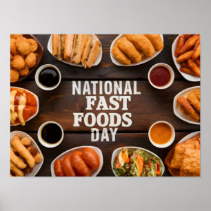 Ungesunde Fast Food mit Sauces verbreitet Poster