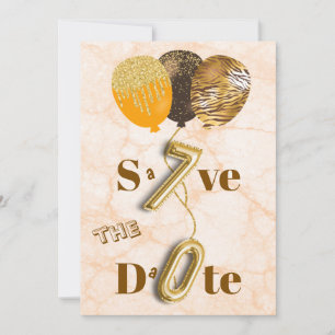 Ungewöhnlich 70. Geburtstag Glitzer Balloons & Ros Save The Date