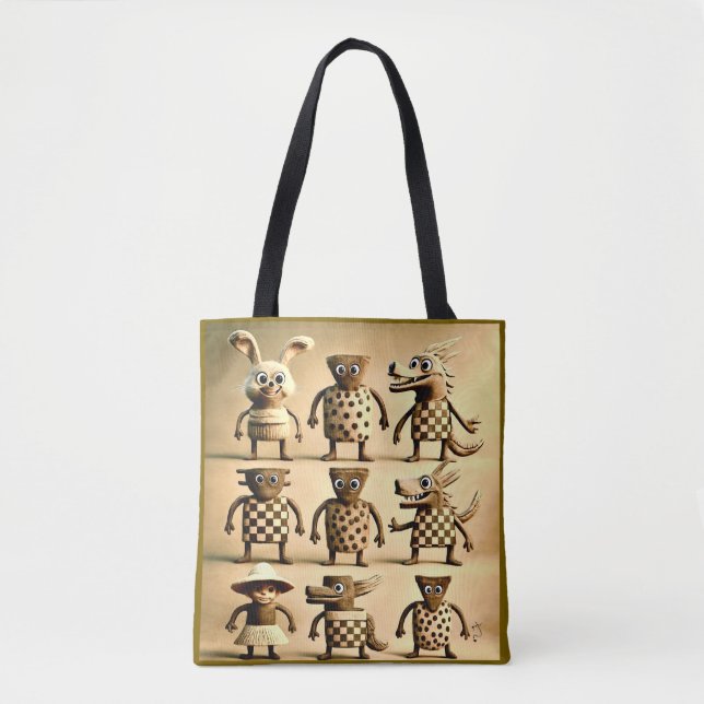 Ungewöhnliche Freunde – Checker & Dots Creature Fa Tasche (Vorderseite)