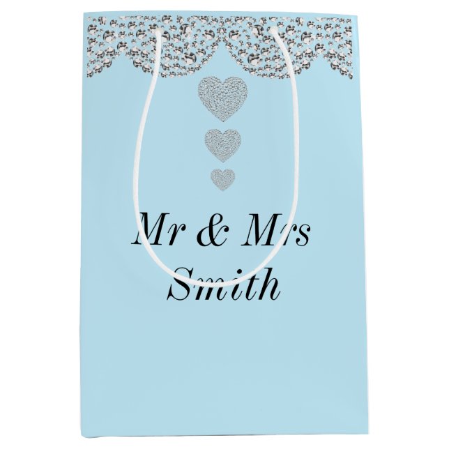 Ungewöhnliche hübsche personalisierte Hochzeitsges Mittlere Geschenktüte (Vorderseite)