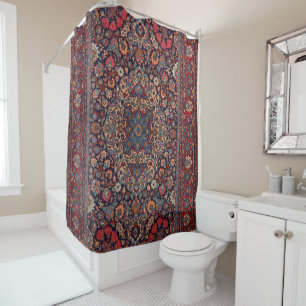 Ungewöhnliche Persien Rug Blue Red Daisy Duschvorhang