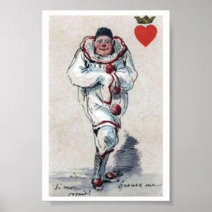 Ungewöhnlicher Clown King of Hearts Playing Card I Poster