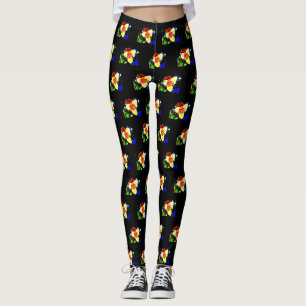 ungewöhnliches buntes gelbes und rotes leggings