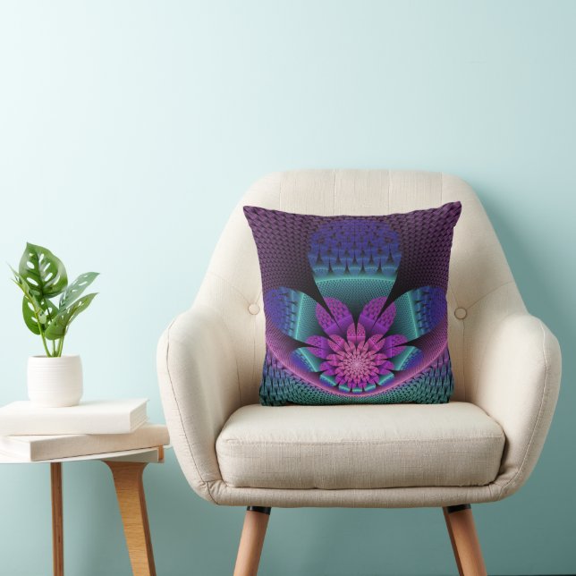 Ungewöhnliches Gemustertes Fantasy Blume Fraktal Kissen (Stuhl )