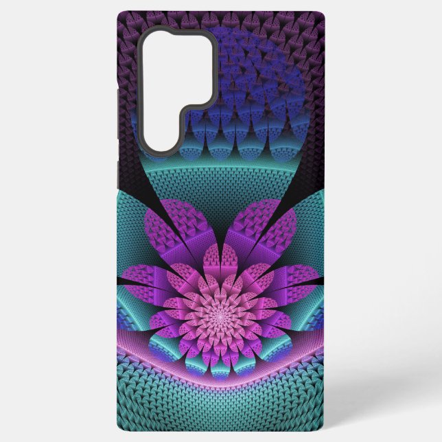 Ungewöhnliches Gemustertes Fantasy Blume Fraktal Samsung Galaxy Hülle (Rückseite)