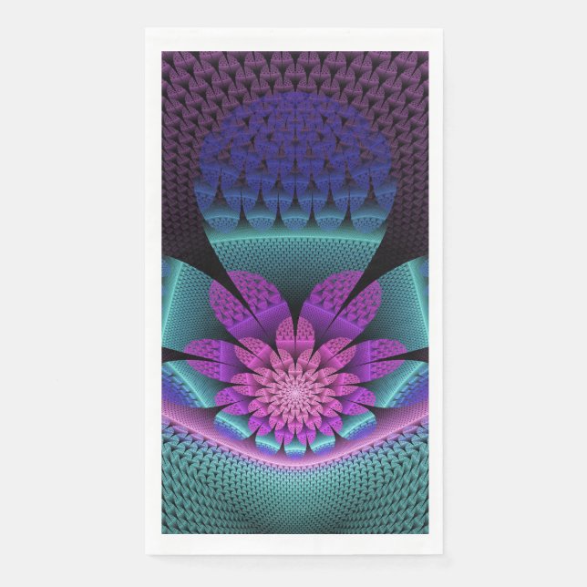 Ungewöhnliches Gemustertes Fantasy Blume Fraktal Serviette (Vorderseite)