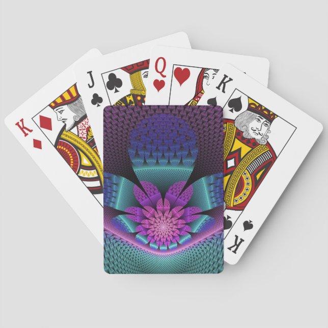 Ungewöhnliches Gemustertes Fantasy Blume Fraktal Spielkarten (Rückseite)