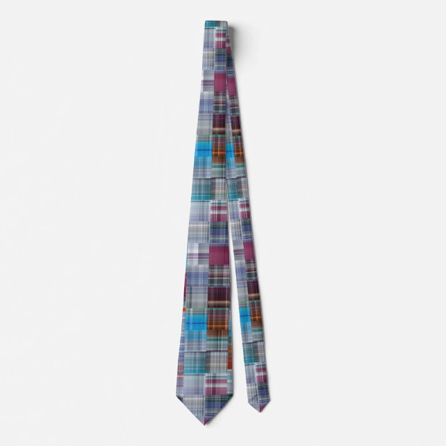 Ungewöhnliches Quilt-Muster Karierter Tartan-Quadr Krawatte (Vorderseite)