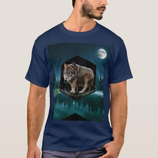 Ungewöhnliches Wolf-Design T-Shirt (Vorderseite)