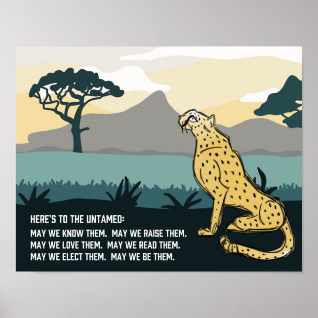 Ungezähmte Cheetah Hier ist bis 14"x 11" Kunstdruc Poster (Vorne)