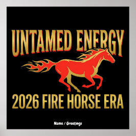 Ungezähmte Energie 2026 Feuerpferd-Jahr Lunar Neuj Poster