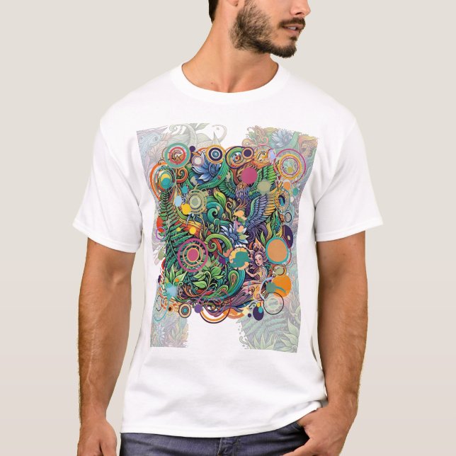 Ungezähmtes Blut mit zirkulären Akzenten T-Shirt (Vorderseite)