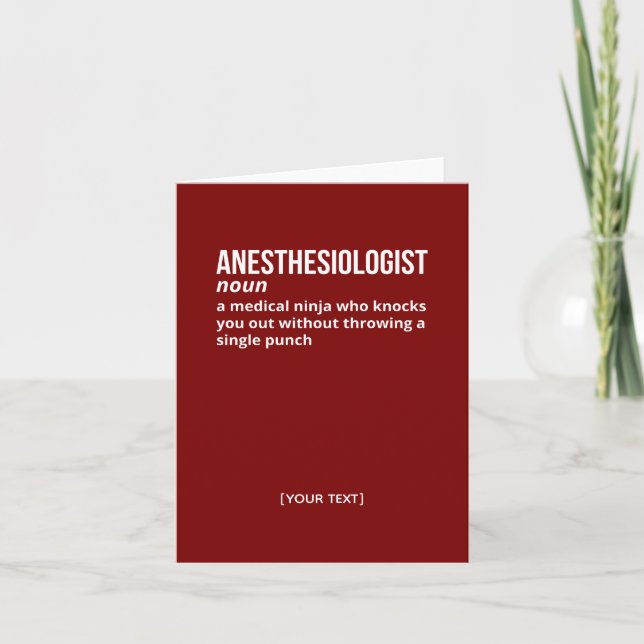 Unglaublich witzig Anästhesiologische Definitionsk Dankeskarte (Vorderseite)