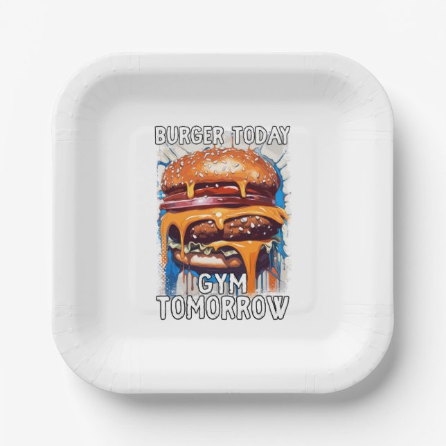Unglaublich witzig BURGER Zitat Vintage Retro-Illu Pappteller (Vorderseite)