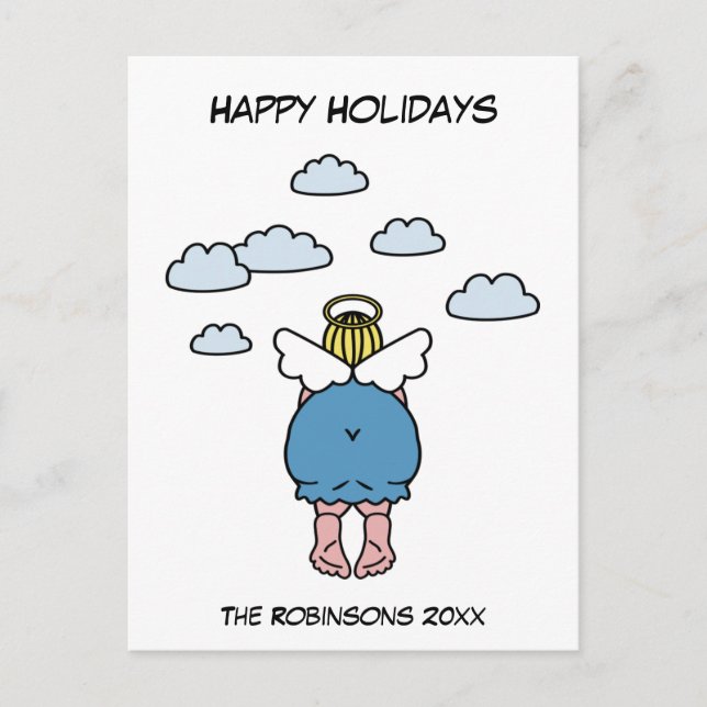 Unglaublich witzig Chubby Angel Spaß Happy Holiday Postkarte (Vorderseite)