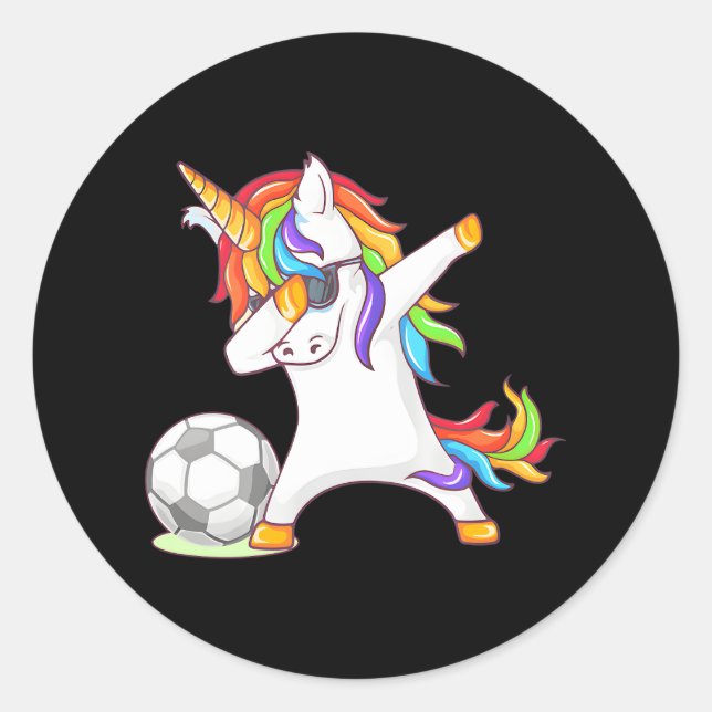 Unglaublich witzig Dabbing Einhorn Kicken eines Fu Runder Aufkleber (Vorderseite)