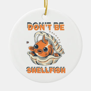 Unglaublich witzig Fisch in einer Muschel Art Keramik Ornament