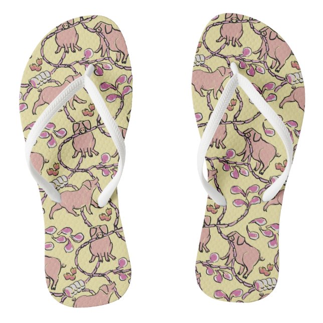 Unglaublich witzig Muster Chinesische Schweinegrip Flip Flops (Fußbett)