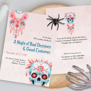 Unglaublich witzig Pink Blue Sugar Skull Funny Hal Einladung