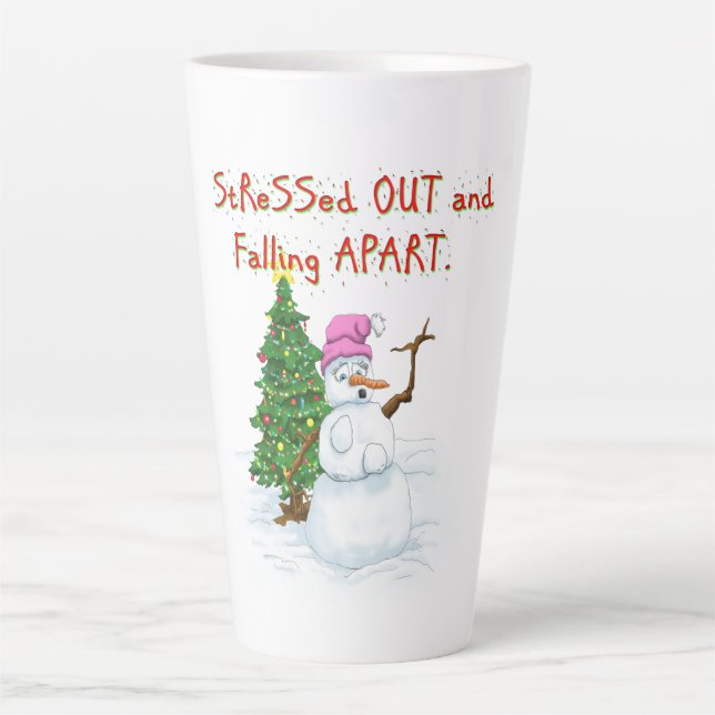 Unglaublich witzig Schneemann Cartoon Latte Tasse (Vorderseite)