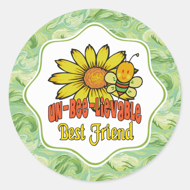 Unglaubliche beste Freunde Sonnenblumen und Bienen Runder Aufkleber (Vorderseite)