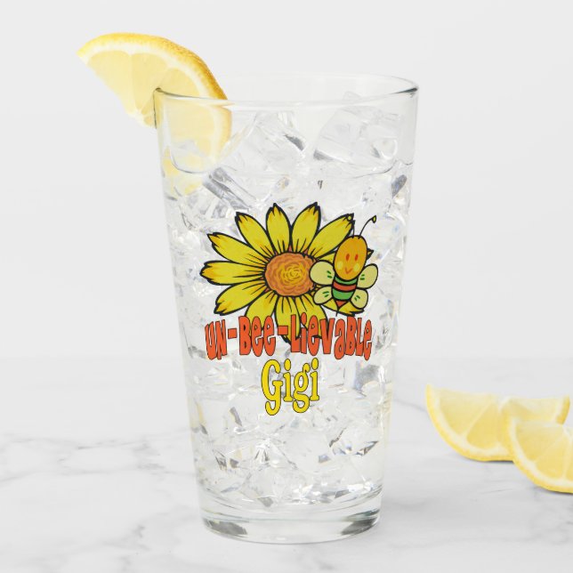 Unglaubliche Gigi Sonnenblumen und Bienen Glas (Vorderseite Ice)