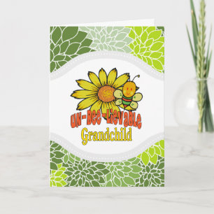 Unglaubliche Grandkind-Sonnenblumen und Bienen Karte