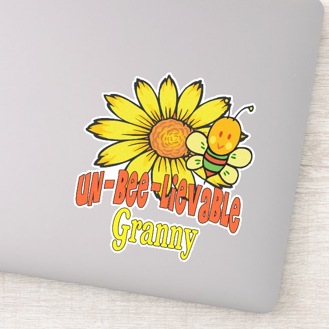 Unglaubliche Granny Sonnenblumen und Bienen Aufkleber (Detail)