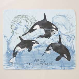 Unglaubliche Schwarz-Weiß-Wasserfarben-Orcas Sherpadecke